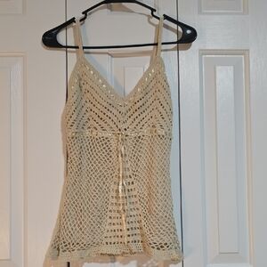 Faded Glory Cream Crochet Tank Top
